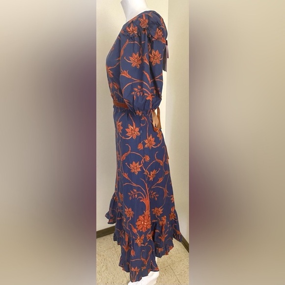 NWT Beyond by Vera Floral Blue gorgeous ruffle midi dress.
100% cotton. - Picture 10 of 10